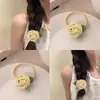Corea Flor Rosa Amarilla Historia Flor Scrunchie Diadema de Pelo de Alta Gama Suave Dulce Camelia Goma para el Cabello Accesorios para la Cabeza Elásticos