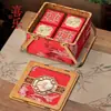 Caja de Regalo de Pasteles de Luna del Festival del Medio Otoño 2026, juego de 8 piezas, caja de regalo de tela de imitación de bambú de alta gama, caja de embalaje para pasteles de luna, caja vacía