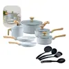 Conjunto Multifuncional de Panelas Domésticas de Cozinha com Revestimento de Pedra, Frigideira Antiaderente de Alumínio, Wok, Panela de Sopa, Panela para Presente Empresarial