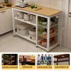 Estante de almacenamiento para cocina, cesta multifuncional para verduras, encimera de corte, estante de almacenamiento para microondas y utensilios de cocina, gabinete lateral, mesa multicapa