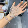 Pulseira Original de Cristal Natural para Mulheres, Joia Pulseira Estilo Fresco Cubo de Açúcar, Ametista para Sorte do Ano Zodiacal Feminino