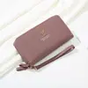 Nova Carteira Longa Feminina da Moda com Fecho de Zíper Clutch Multifuncional de Grande Capacidade com Alça de Pulso Vários Compartimentos para Cartões PVC