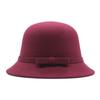 Sombrero para Mujer Estilo Coreano de Lana con Lazo Pequeño Bombín Primavera y Otoño Sombrero de Cúpula Británico Sombrero de Pareja Peinado Padre-Hijo