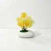 Micro-paisaje Simulación Planta Verde Planta en Maceta Estilo Nuevo Maceta Plana de Piedra Flor Artificial Adorno Decoración Sala de Estar del Hogar Bonsái Artificial