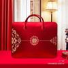 Conjunto de Quatro Peças para Casamento com Saco de Embalagem de Colcha de Casamento Vermelha Bolsa Festiva de Cetim Saco de Armazenamento de Dote de Casamento