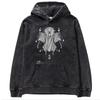 Sudadera con capucha holgada de gran tamaño con estampado de batik lavado de Naruto de animación clásica japonesa de otoño e invierno