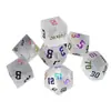 Dados de Dragones y Mazmorras Set de 7 Piezas Galvanizado Burst Transparente Blanco Mate Vidrio Dndrpg Dados Mágicos