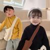 [em estoque outono e inverno novo gola alta meia versão coreana de suéter para meninos e meninas bebê cor sólida estilo estrangeiro suéter versátil para se aquecer