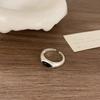 Anel Fangxing S925 Prata Esterlina Ágata Negra Imitação e Concha Branca Design de Nicho Feminino Moda Simples Anel Aberto Anel para Dedo Indicador