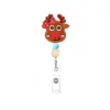 Porta-credencial retráctil de doble cuenta de silicona Clip de insignia giratorio de fieltro navideño Cordón retráctil médico Venta al por mayor