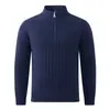 Jaqueta Suéter Gola Alta Meio Zíper Estilo Americano para Comércio Exterior Transfronteiriço Outono e Inverno Tricô Trançado Solta Casual Masculino Tricô Suéter