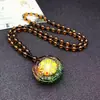 Colar com pingente mágico de esmalte colorido, oito trigramas, Sul, sem amituo, Buda, mantra de seis palavras, corrente para suéter, presente, amarração