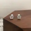 S999 Prata de Pé Brilho Diamante Flor Linha de Orelha 2025 Novo Design de Nicho Sentido Micro Diamante Flor Parafuso de Tarraxa