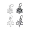 Plata S925 Retro Doble Cara Estilo Chino Colgante Hueco Copo de Nieve Colgante Árbol de la Vida Pulsera de Cuentas Hecha a Mano DIY Collar