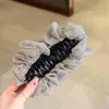 Grampo de Cabelo Plissado com Bolinhas em Renda Estilo Coreano, Presilha de Cabelo Fashion e Versátil para Penteados, Acessório de Cabelo Tipo Pinça de Tubarão