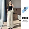 Pantalones blancos de lino Tencel para mujer, ligeros y transpirables para el verano, pierna ancha, corte recto, mezcla de algodón y lino de seda helada, adecuados para uso casual y como pantalones de traje