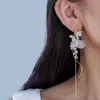 Brincos de Franja de Pétalas Super Feéricos, Gentis e Doces, Estilo Retrô Francês, Luxo Leve, High-End, Elegantes e Fofos, Acessórios de Orelha Estilo Feriado