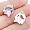 Aretes hechos a mano para armar, collares, colgantes pequeños, forma de corazón de aleación, moño, tulipán, colgantes morados, accesorios de joyería para armar