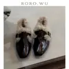 Nuevos mocasines de invierno de estilo coreano, de punta cuadrada, con tacón grueso y peludos, zapatos de cuero para mujer, versátiles, retro y cálidos de felpa