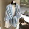Bufanda Estampada para Mujer para Exteriores de Primavera y Verano, Moda Retro, Chal de Moda Versátil de Nicho de Gama Alta con Borlas