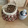 Linterna de Huracán Linterna Decoración de Patio Retro Americana con Cuerda Linterna Tejida de Mimbre Natural Decoración del Hogar Estilo Antiguo Wei Yan