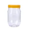 Suministro de fábrica botella redonda pequeña de 350 ml PET boca ancha plástico botella de comida para alimentos venta al por mayor de fábrica botella de embalaje para almacenamiento de verduras encurtidas