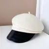 Japão CA4 couro PU ao longo da aba boné de outono e inverno infantil quente de feltro boné de jornaleiro lã australiana pressão lateral boné militar