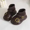 Zapatos calcetines de princesa para bebé niña nuevos otoño e invierno botines de piel pequeños de punto volador estilo británico zapatos para caminar para niños botas de suela blanda
