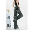 Pantalones de Pierna Ancha Estrecha Retro Estilo Americano Sueltos de Cintura Alta 2024 Moda de Verano Versátiles Jeans de Pierna Recta Nuevos para Mujer
