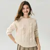 Suéter de punto estilo retro para mujer con tacto suave y afelpado, con un diseño floral tridimensional, corte holgado y un estilo versátil y casual.