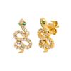 Brincos de cobra com diamantes de animais europeus e americanos transfronteiriços de prata S925, brincos femininos exagerados, retrô, vento frio, cheios de diamantes, cobra