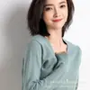 Novidades Primavera e Outono 2026 Feminino Cor Sólida Moda Gola V Tricô de Alta Qualidade Cardigan Estilo Curto Atacado Transfronteiriço