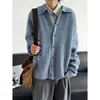 Suéter Cárdigan Casual Holgado Estilo Coreano Retro Otoño e Invierno Abrigo de Punto con Solapa para Hombre Versátil Manga Larga Top de Punto Moderno