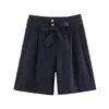 Shorts Casuales Elegantes de Cintura Alta Plisados Estilo Europeo y Americano Transfronterizo Moda Nueva 2026 con Cinturón de Lazo 8372225