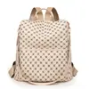 Mochila feminina transfronteiriça modelo novo 2026, mochila casual feminina simples de PU macio com estampa, grande capacidade