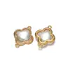 Colgante de Cristal de Vidrio Acero Inoxidable Oro de 18K Colgante de Trébol de Cuatro Hojas Accesorios de Joyería para Collares Pulseras Pendientes