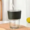 Copo de Água de Vidro Estilo Bambu Popular Mais Vendido para Mulheres, Copo de Vidro de Alto Valor Estético, Copo de Leite, Copo de Suco, Copo para Bebidas com Logo