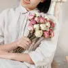 Flores de Rosa Artificiales con Bordes Quemados, Flores Falsas, Plantas Verdes al por Mayor, Manualidades para Decoración de Bodas, Estilo Ins Transfronterizo