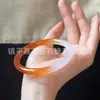 Pulsera de jade de ágata roja natural, mitad calcedonia roja y mitad blanca, ágata blanca, color degradado, joyería de pulsera para mujer