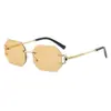 Nuevas Gafas de Sol Sin Marco de Borde Cortado Transfronterizas Moda Europea y Americana Gafas Poligonales Protección Solar para Mujer Gafas para Fotografía Callejera