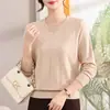 Camiseta de Capa Base Delgada de Moda Otoñal para Mujeres de Mediana Edad 2026 Nueva Llegada Top de Punto Otoñal para Mujeres de Mediana Edad y Mayores