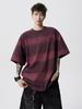 Nasa Tie-Dye Rayado Manga Corta Verano Trendy Americano Retro Manga Media Top de Pareja Talla Grande Oversize Manga Cinco Puntos