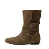 Nuevas Botas Vaqueras Western Vintage Otoño/Invierno 2026 para Mujer, Botas Martin con Hebilla de Cinturón, Botas de Caballero, Botines Versátiles para Motocicleta