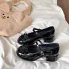 Zapatos Mary Jane de cuero estilo francés para mujer, nuevo modelo de verano 2026, zapatos de una sola tira estilo hada poco profundos con lazo y tacón grueso