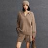 Shorts Feminino de Cashmere com Trança Estilo Old Money Cordão Solto Versátil Casual Outono e Inverno Novo Simples Estilo Preguiçoso