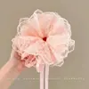 Scrunchie com estampa de renda, elástico de cabelo elegante, acessório de cabelo artístico, flor de cabelo vazada, ornamento de cabelo feminino em rede