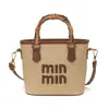 Bolsa Pequena de Palha Trançada para Mulheres, Modelo Novo Transfronteiriço Primavera 2026, Design de Letras em Bambu, Bolsa Transversal de Mão Feminina, Bolsa Saco, Preto
