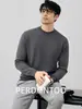 Urbano Minimalista! 26 Fios Elástico de Dupla Torção Malha Fina Roupas de Trabalho Masculinas Quentes Outono e Inverno Peça Básica Tricô de Gola Média