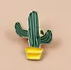 Broche de combinação de plantas verdes estilo pastoral, distintivo de cacto fofo, acessório de nicho para uso diário de estudante e sobretudos
