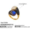 Anillo Abierto de Acero Inoxidable Chapado en Oro de 18 Quilates con Diseño de Piedra Ojo de Gato Azul de Alta Calidad, Estilo Ins de Nicho Europeo y Americano